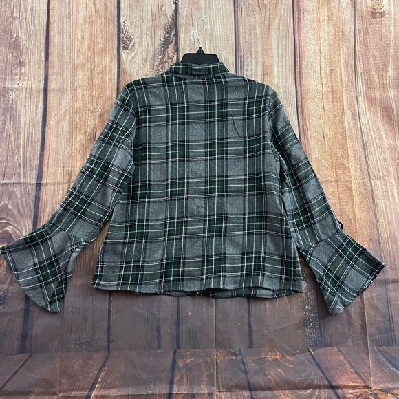 Buffalo David Bitton Shirt Womens Small Gray Green Plaid Flannel Button Up NEW - Picture 3 of 12